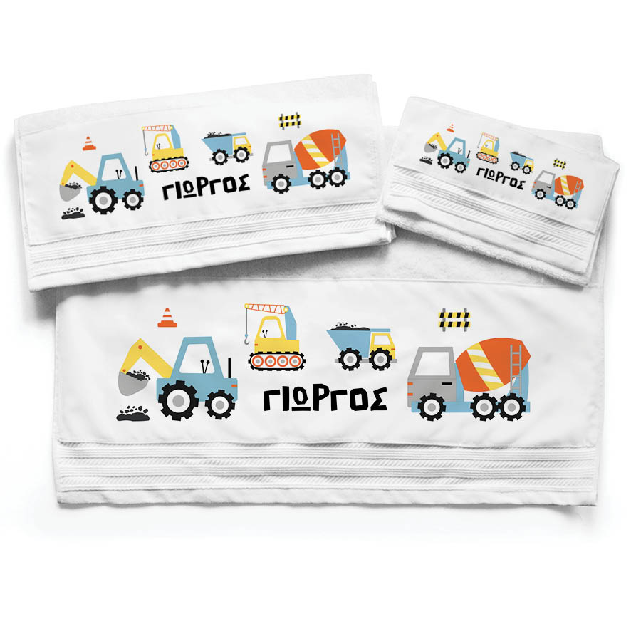 Πετσέτες βαμβακερές σετ “Trucks”