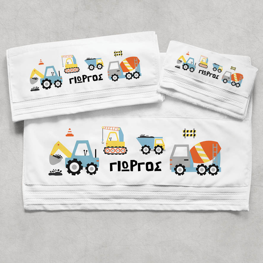 Πετσέτες βαμβακερές σετ “Trucks”