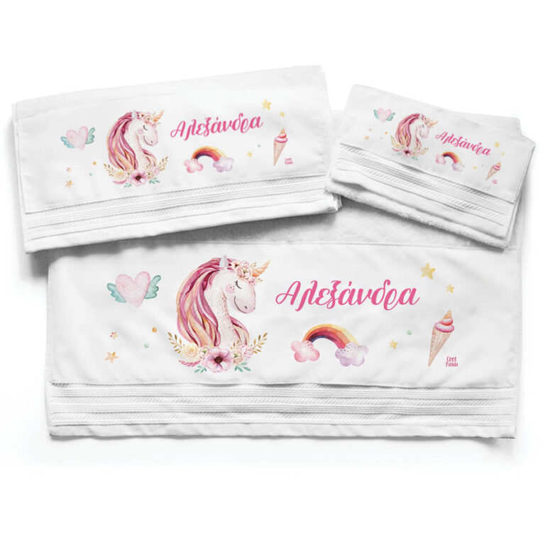 Πετσέτες βαμβακερές σετ “Μονόκερος”