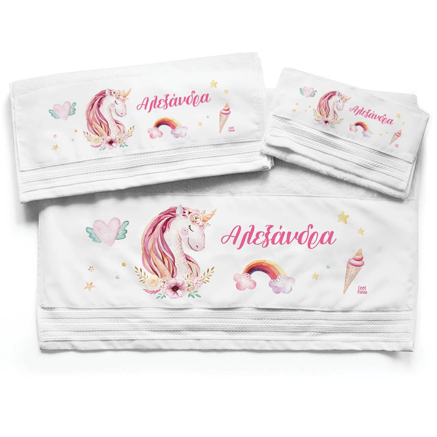 Πετσέτες βαμβακερές σετ “Μονόκερος”