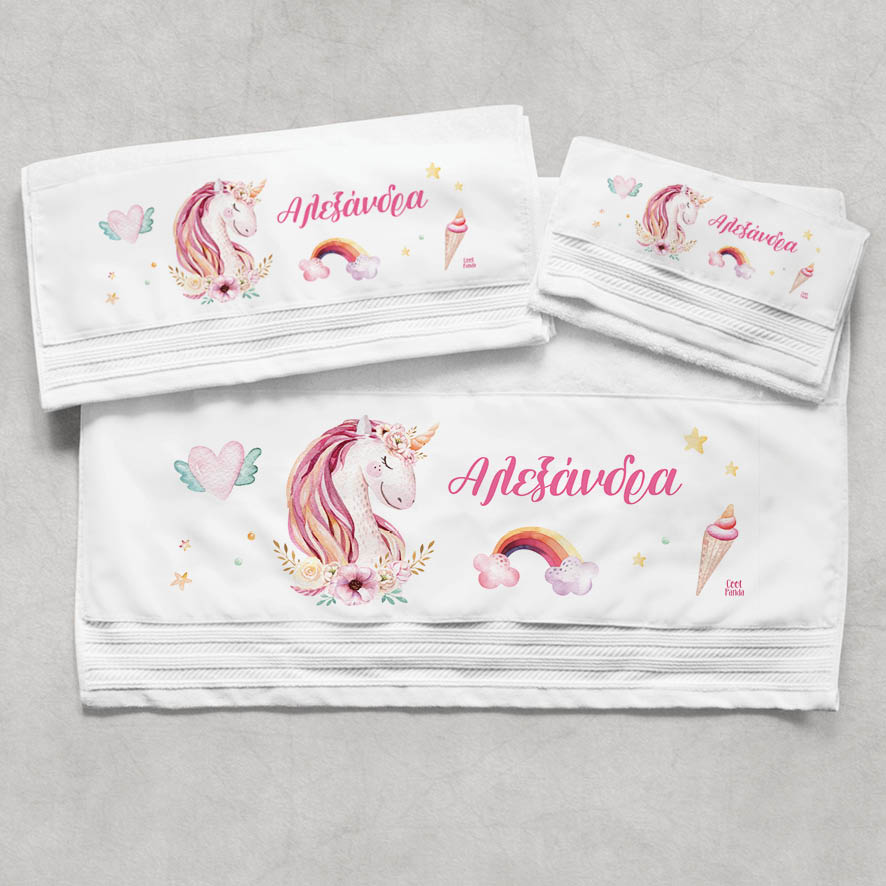 Πετσέτες βαμβακερές σετ “Μονόκερος”