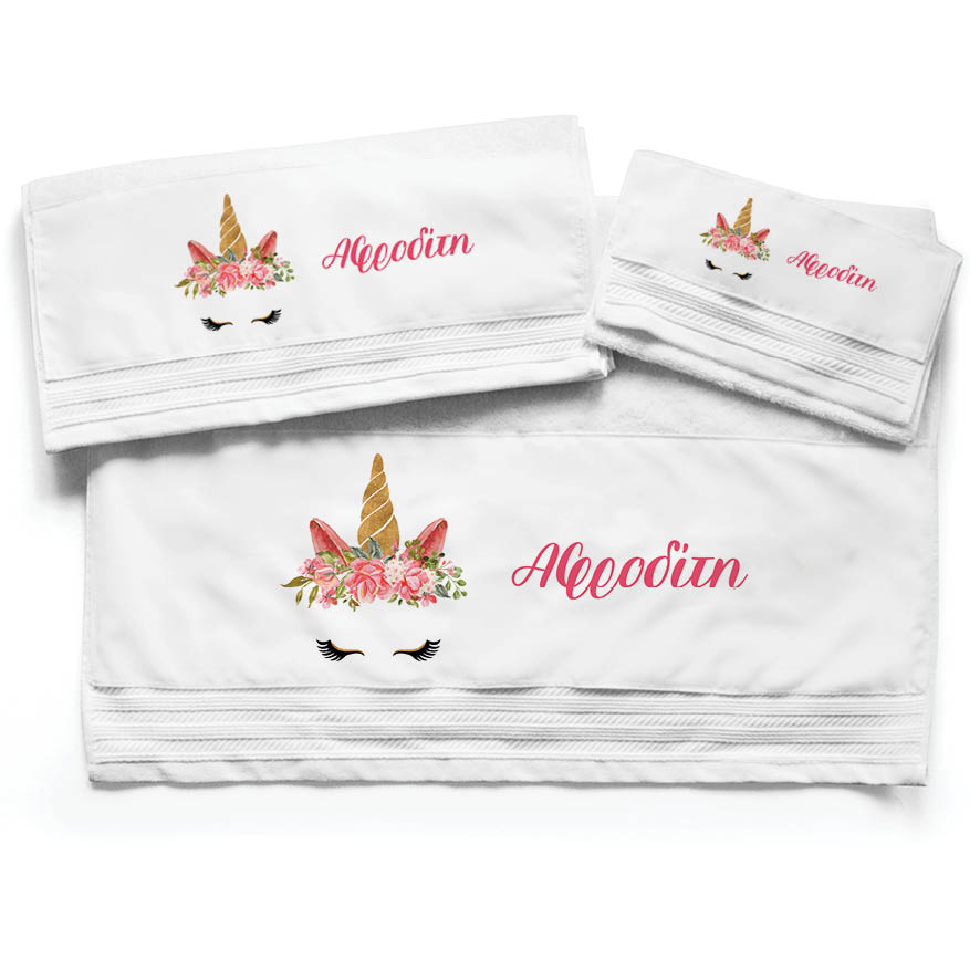 Πετσέτες βαμβακερές σετ “Unicorn face”