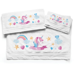 Πετσέτες βαμβακερές σετ “Ροζ Μονόκερος”
