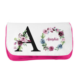 Κασετίνα δύο θέσεων “Floral μονόγραμμα ροζ”