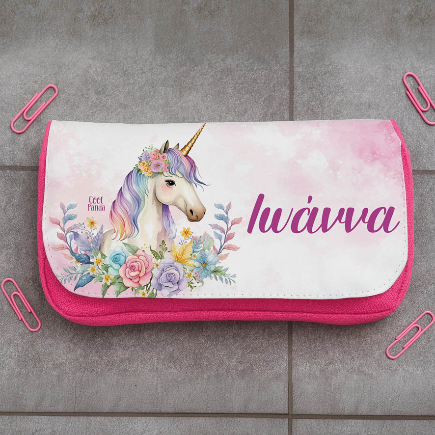 Κασετίνα δύο θέσεων “Floral Μονόκερος”