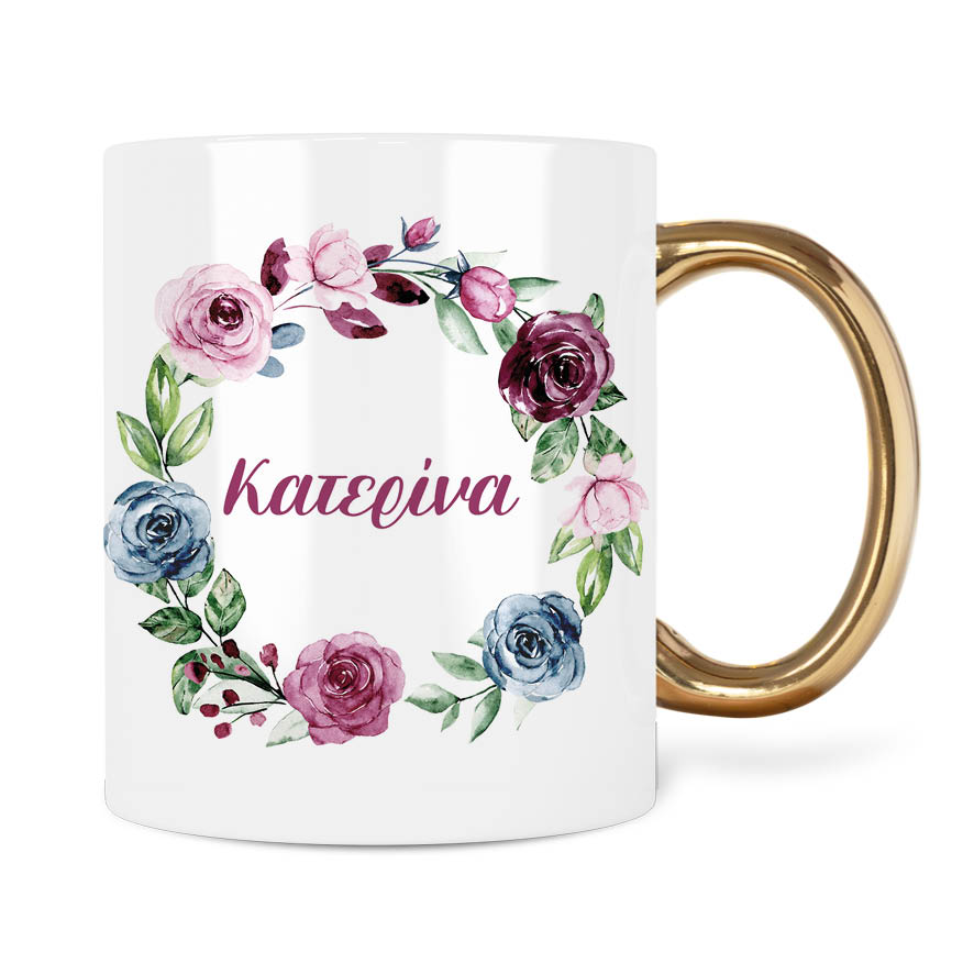 Κούπα 11oz “Floral μονογραμμα ροζ”
