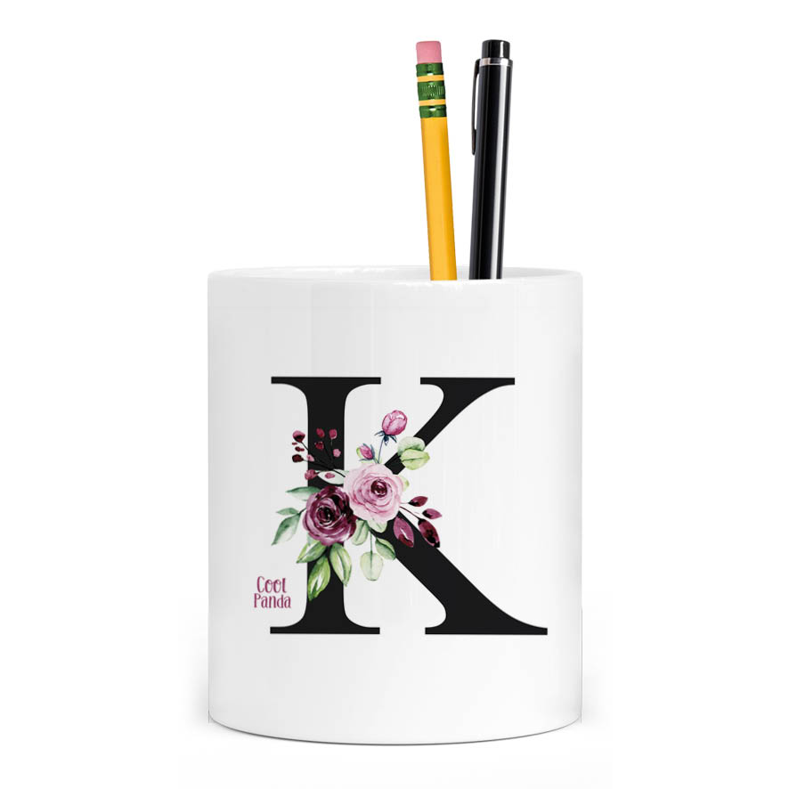 Μολυβοθήκη “Floral μονόγραμμα ροζ”