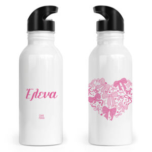 Μπουκάλι νερού ανοξείδωτο με καλαμάκι λευκό “Bow”