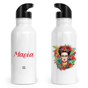 Μπουκάλι νερού ανοξείδωτο με καλαμάκι λευκό “Frida Kahlo”