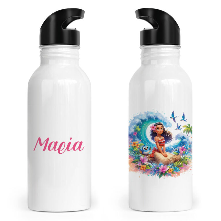 Μπουκάλι νερού ανοξείδωτο με καλαμάκι λευκό “Moana”