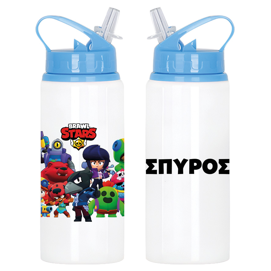 Μπουκάλι νερού με καλαμάκι λευκό “Brawl Stars”
