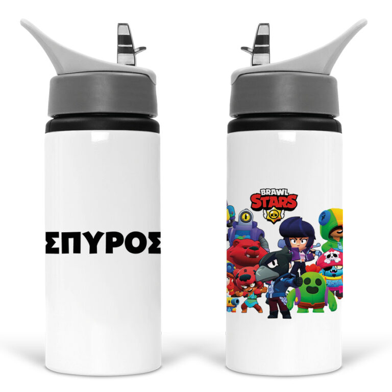 Μπουκάλι νερού με καλαμάκι λευκό “Brawl Stars”