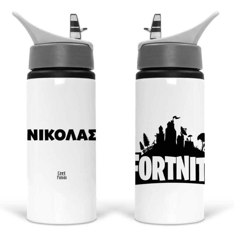 Μπουκάλι νερού με καλαμάκι λευκό “Fortnite”