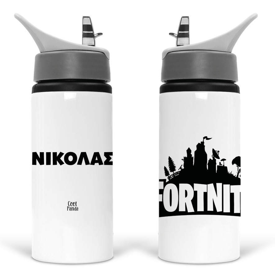 Μπουκάλι νερού με καλαμάκι λευκό “Fortnite”