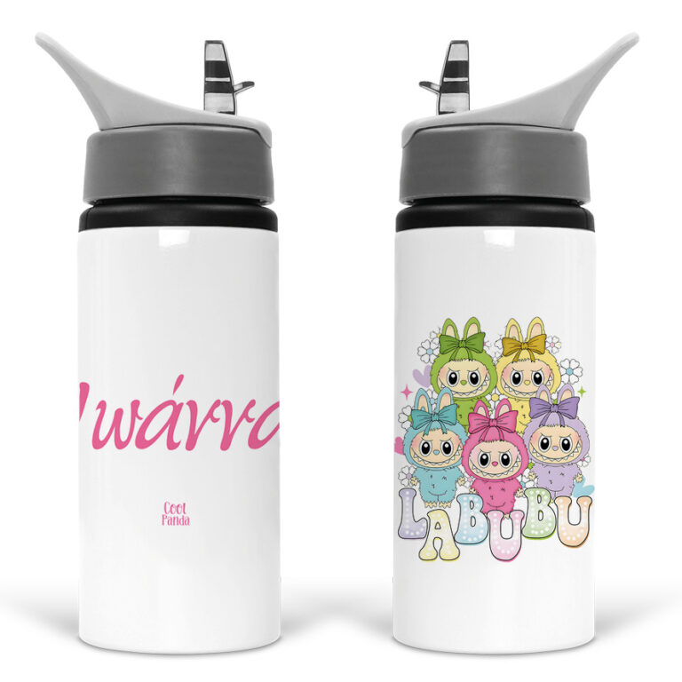 Μπουκάλι νερού με καλαμάκι λευκό “Labubu”