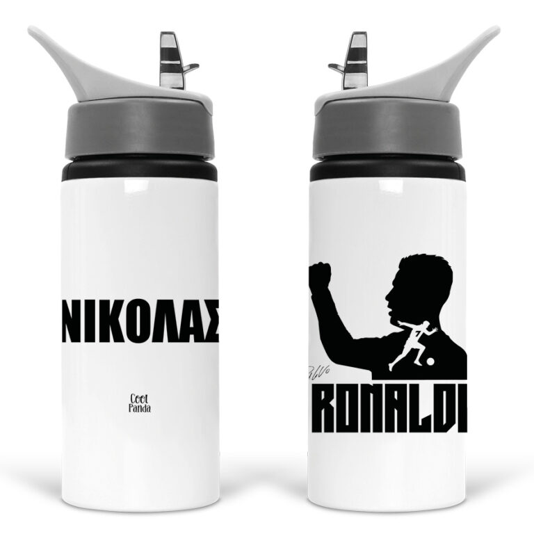 Μπουκάλι νερού με καλαμάκι λευκό “Ronaldo Graphic”