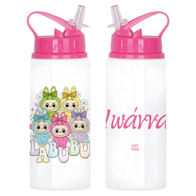 Μπουκάλι νερού με καλαμάκι λευκό “Labubu”
