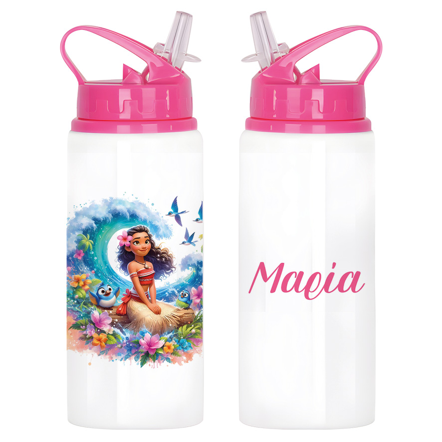 Μπουκάλι νερού με καλαμάκι λευκό “Moana”
