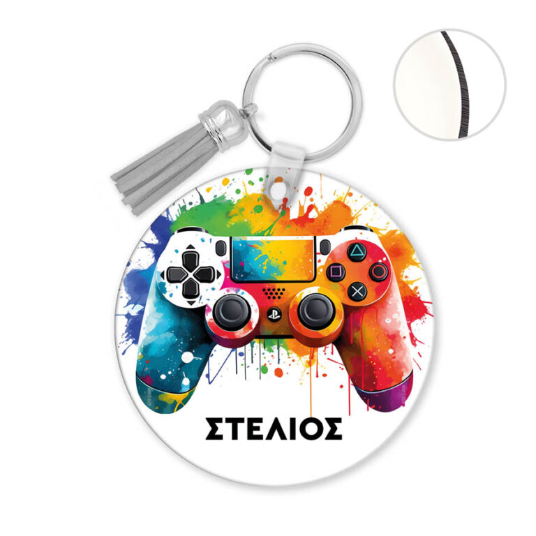 Μπρελόκ ξύλινο “Colourful playstation”