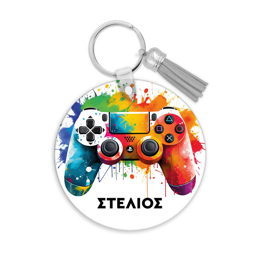 Μπρελόκ ξύλινο “Colourful playstation”