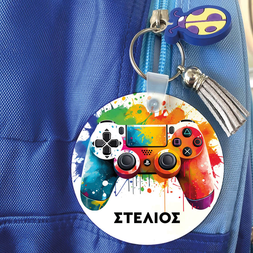 Μπρελόκ ξύλινο “Colourful playstation”