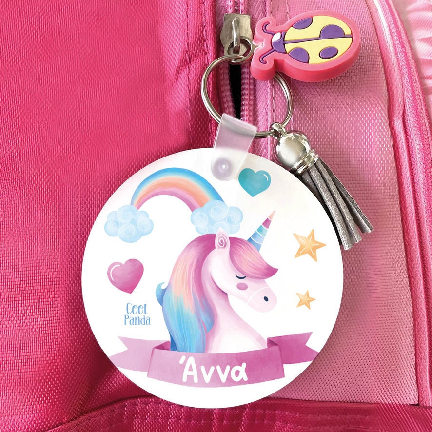 Μπρελόκ ξύλινο “Unicorn pink”