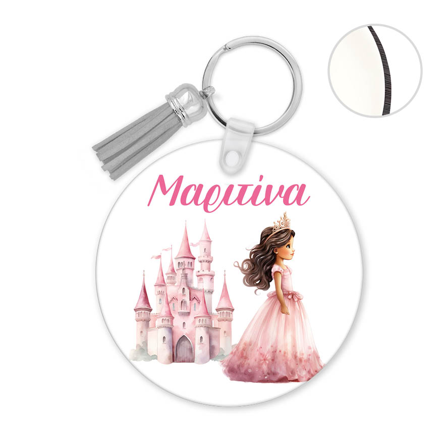 Μπρελόκ ξύλινο “Πριγκίπισσα με κάστρο”