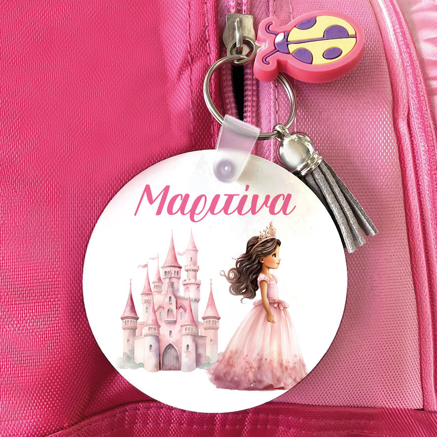 Μπρελόκ ξύλινο “Πριγκίπισσα με κάστρο”