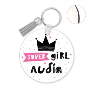 Μπρελόκ ξύλινο “Super Girl”