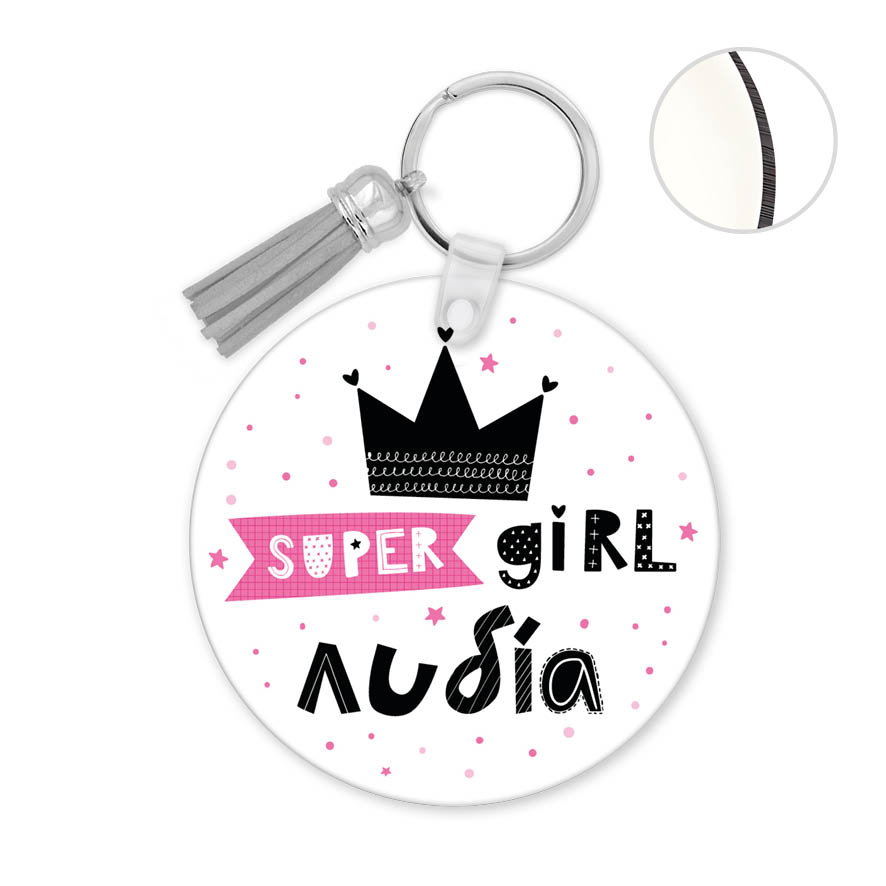 Μπρελόκ ξύλινο “Super Girl”