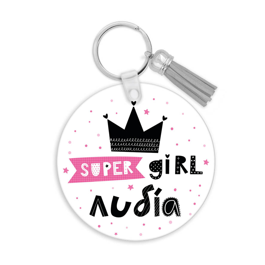 Μπρελόκ ξύλινο “Super Girl”