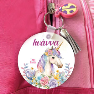 Μπρελόκ ξύλινο “Floral Μονόκερος”