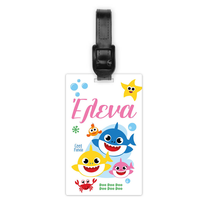 Ταμπελάκι τσάντας ξύλινο “Baby shark” girl