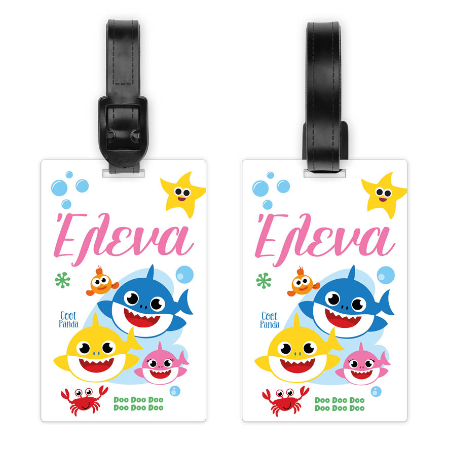 Ταμπελάκι τσάντας ξύλινο “Baby shark” girl