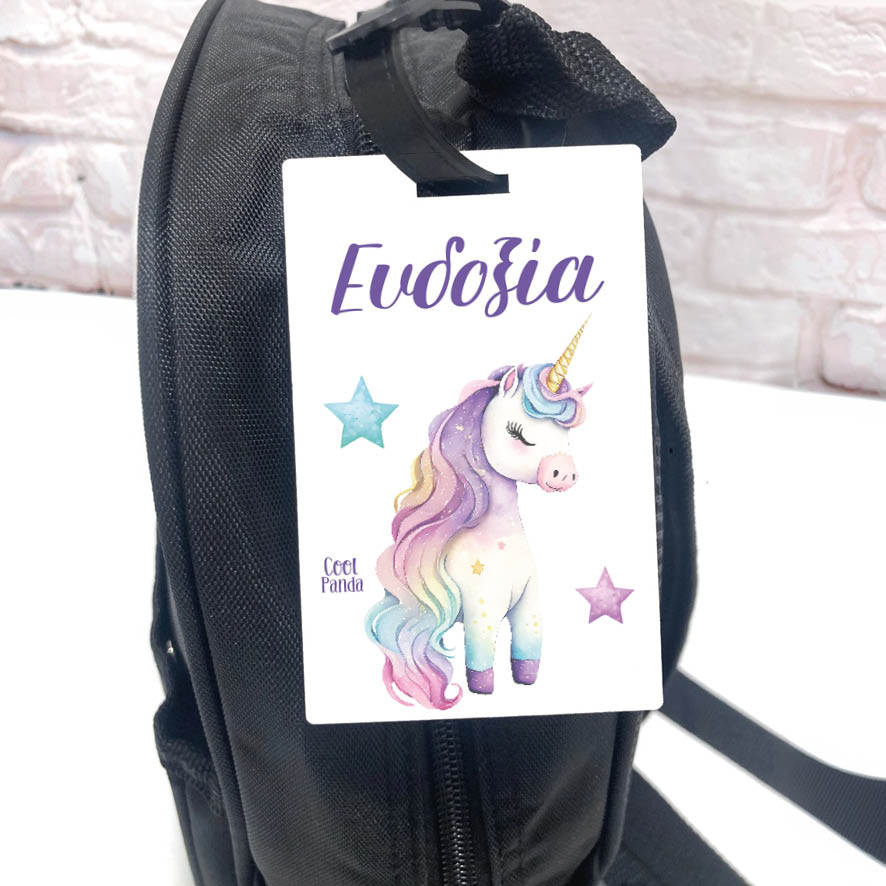 Ταμπελάκι τσάντας ξύλινο “Μωρό Μονόκερος”