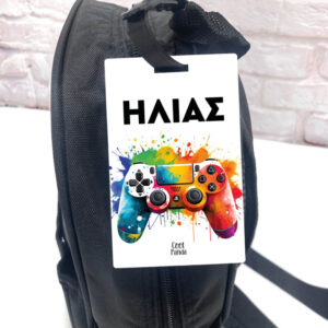Ταμπελάκι τσάντας ξύλινο “Colourful playstation”