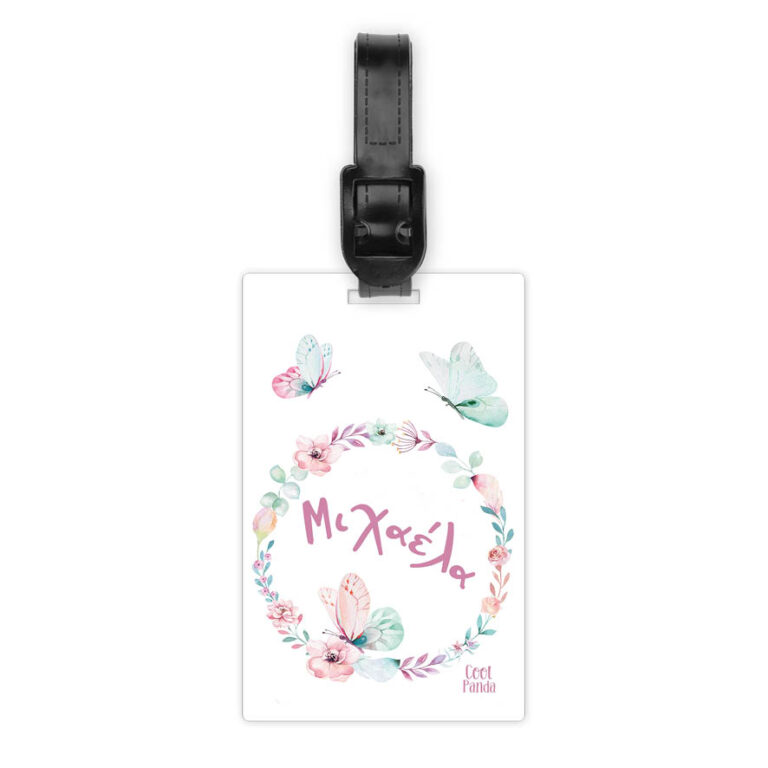 Ταμπελάκι τσάντας ξύλινο “Floral Butterflies”