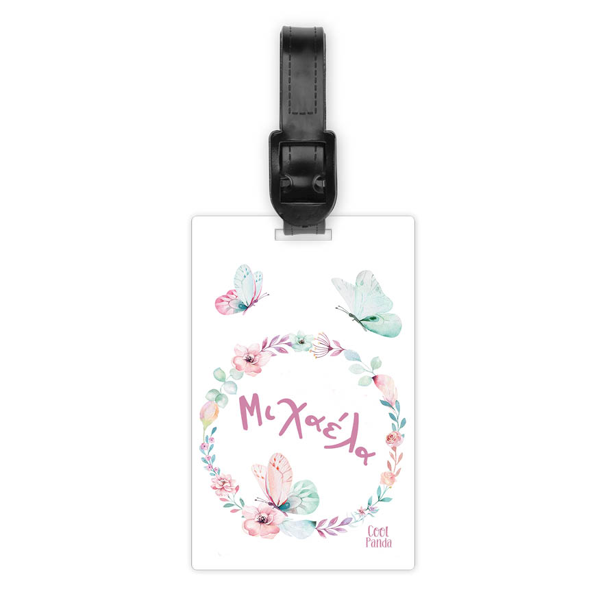 Ταμπελάκι τσάντας ξύλινο “Floral Butterflies”