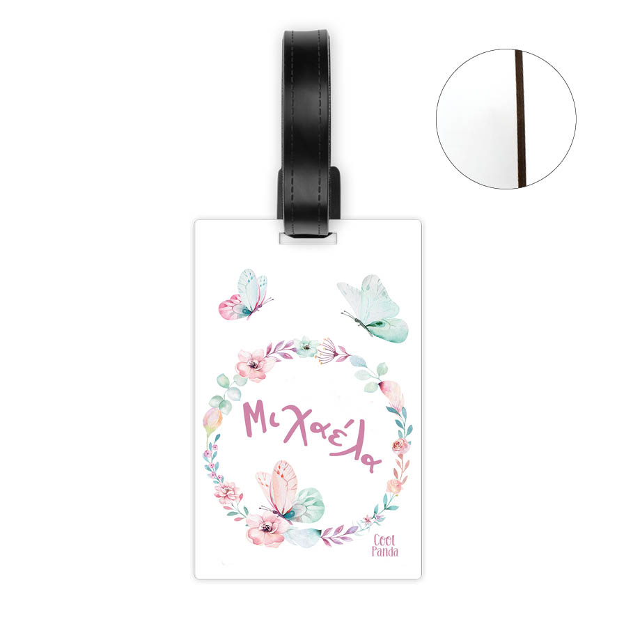 Ταμπελάκι τσάντας ξύλινο “Floral Butterflies”