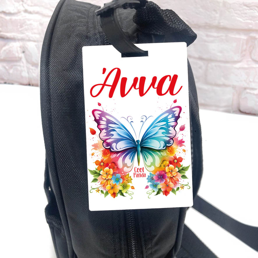 Ταμπελάκι τσάντας ξύλινο “Floral Πεταλούδα”