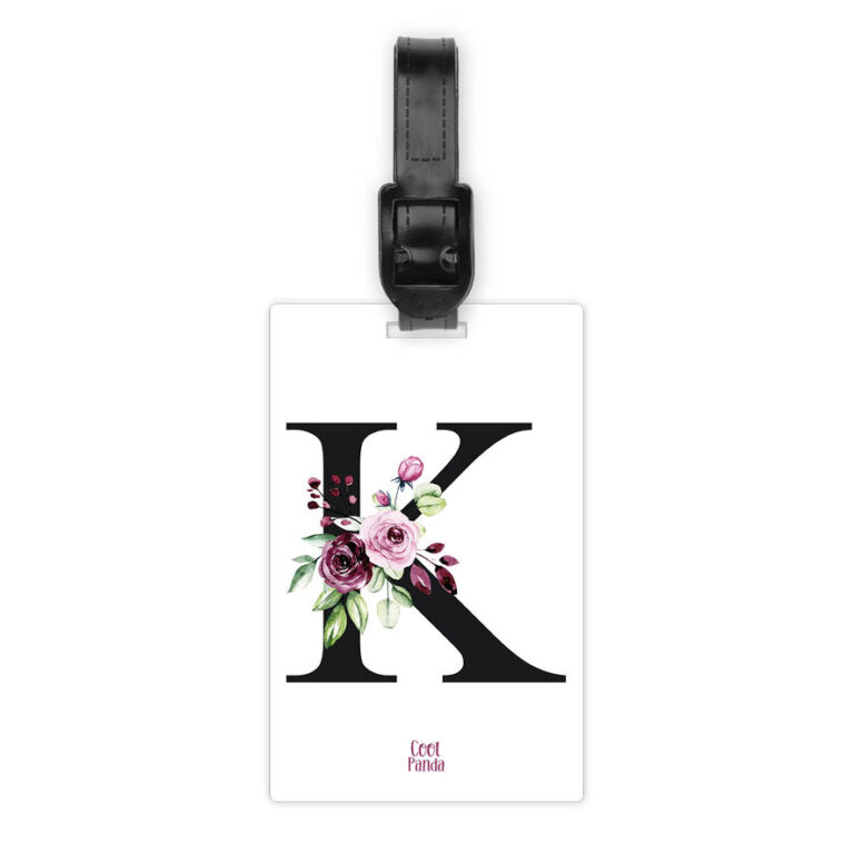 Ταμπελάκι τσάντας ξύλινο “Floral μονόγραμμα ροζ”