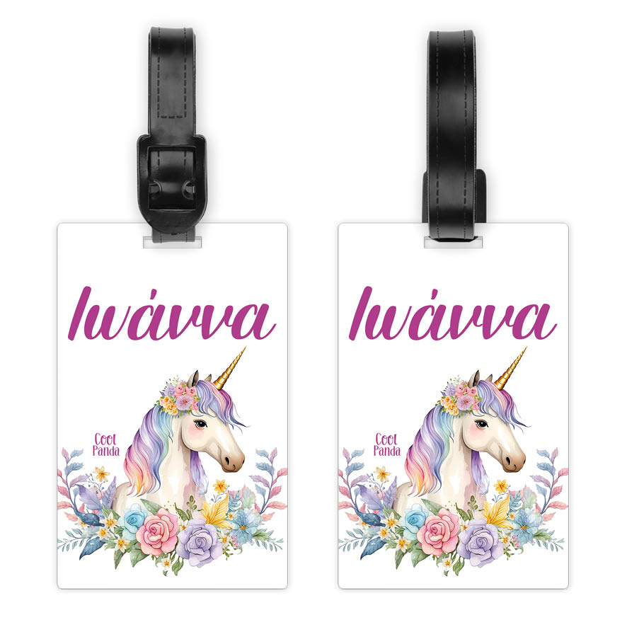 Ταμπελάκι τσάντας ξύλινο “Floral Μονόκερος”