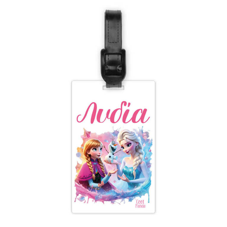 Ταμπελάκι τσάντας ξύλινο “Frozen Elsa & Anna”