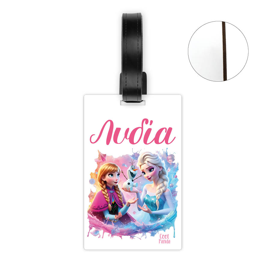 Ταμπελάκι τσάντας ξύλινο “Frozen Elsa & Anna”