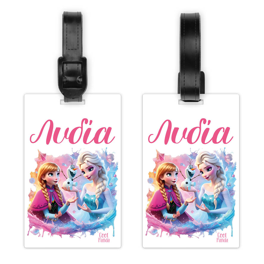 Ταμπελάκι τσάντας ξύλινο “Frozen Elsa & Anna”