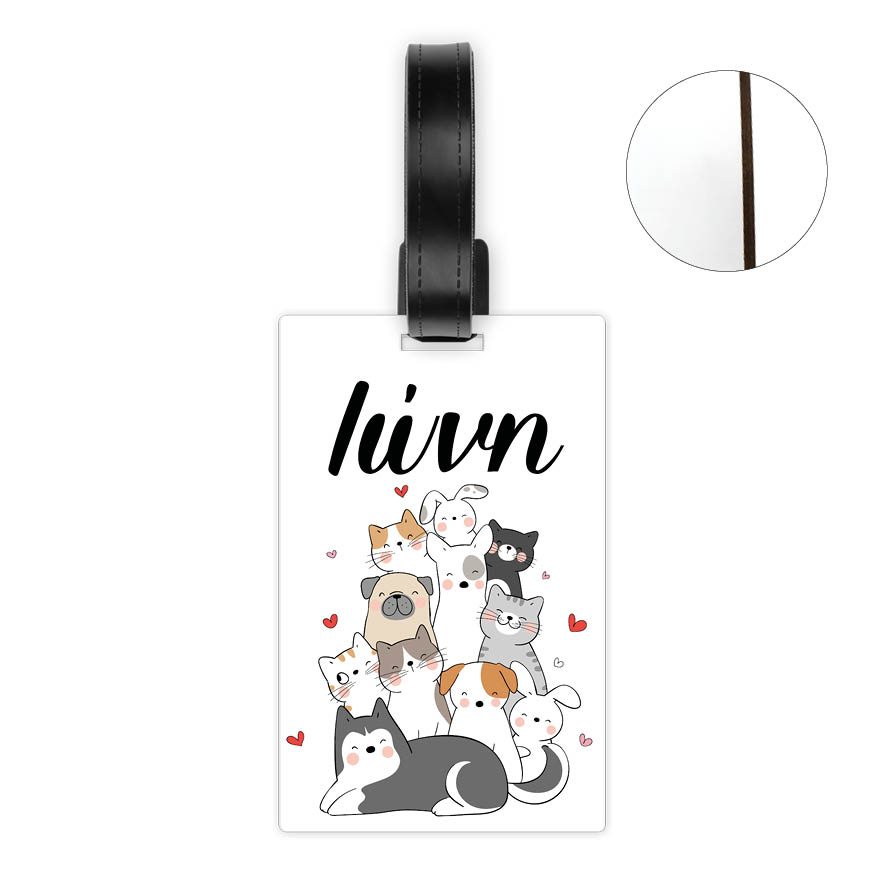 Ταμπελάκι τσάντας ξύλινο “Γατούλες και σκυλάκια”