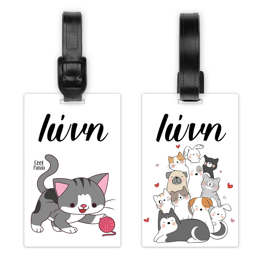 Ταμπελάκι τσάντας ξύλινο “Γατούλες και σκυλάκια”