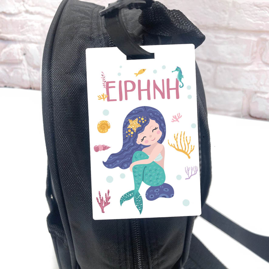 Ταμπελάκι τσάντας ξύλινο “Μωβ Γοργόνες”