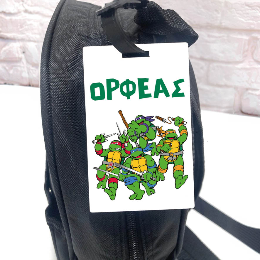 Ταμπελάκι τσάντας ξύλινο “Χελωνονιτζάκια”