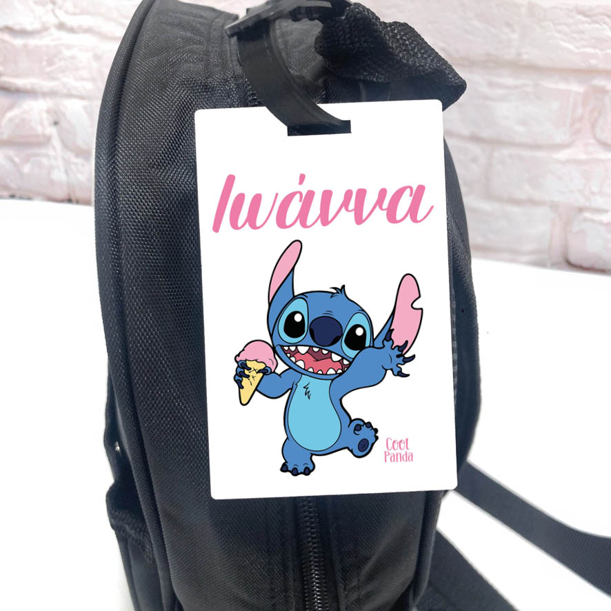Ταμπελάκι τσάντας ξύλινο “Stitch”
